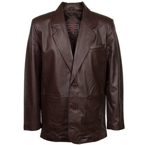 LUCKY LEATHER CO | 118 Men's 2 Button Classic Brown Leather Blazer NWOT
